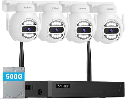 5MP WiFi Camera Set met NVR, 4 Camera's en 500GB Harde Schijf, PTZ, Nachtzicht