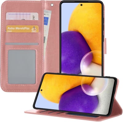 Hoesje - Geschikt voor Samsung Galaxy A72 5G - Luxe Bookcase - Walletcase Hoes - Portemonnee - Cover - Telefoonhoes - Rosé goud