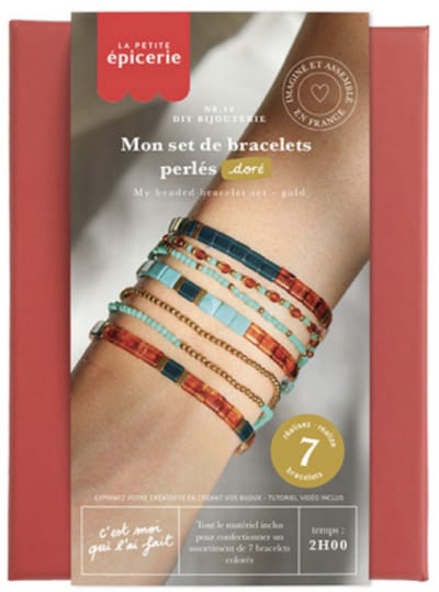 La Petite Epicerie DIY SIERADENKIT " MY BEADED BRACELET SET/MIJN KRALEN ARMBAND SET" GOUD 178g H14.5xW11xL3.5cm | Creatieve | Hobbyset | sieraden | kinderen en volwassenen