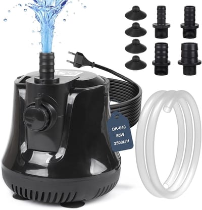 Dailygoods- Aquariumpomp 80 W - 2500 l/u - Dompelpomp - Stille Fonteinpomp - Vijverpomp - Waterpomp voor Tuinen - 3,8 m Slag