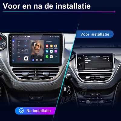 Junsun Autoradio Met Bluetooth Geschikt voor Peugeot 2008/208 2012-2018 - 2+64 GB - Achteruitrijcamera - Draadloze CarPlay & Andriod Auto - GPS-navigatiesysteem - 10-inch Touchscreen - Stuurwielbediening - WiFi - RDS - USB - 2+64GB