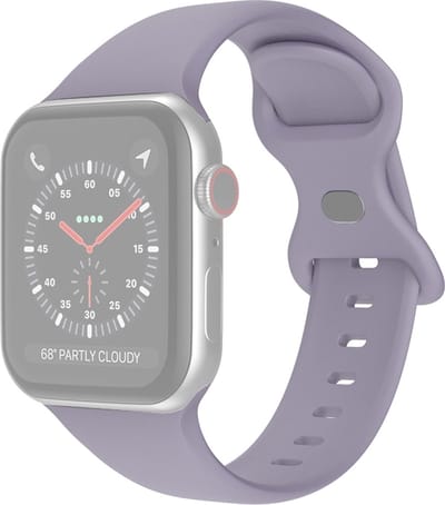 Siliconen bandje - geschikt voor Apple Watch 1/2/3/4/5/6/7/8/9/10/11/ SE (1,2,3) met maat 38 mm / 40 mm / 41 mm en 42 mm (Watch 10/11) - maat S/M - lavendelgrijs