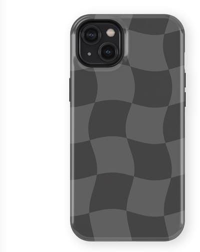 Checkered Warp Hoesje geschikt voor iPhone 14 Plus | Geschikt Voor Mag | Uniek Design Hoesje | Beschermhoes geschikt voor iPhone 14 Plus Grey Motion