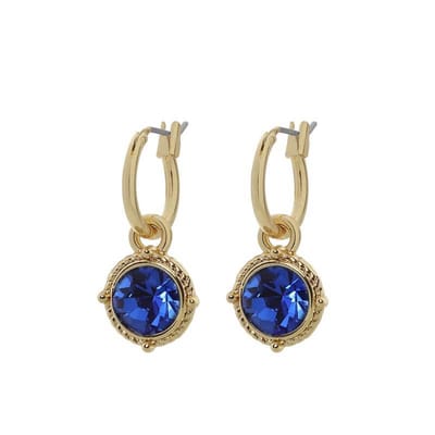 Biba Hang Oorbellen Goud met Swarovski Steentje Sapphire