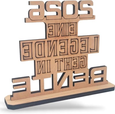 Unieke houten tafeldecoratie als cadeau voor gepensioneerden, perfect voor collega's en vrienden