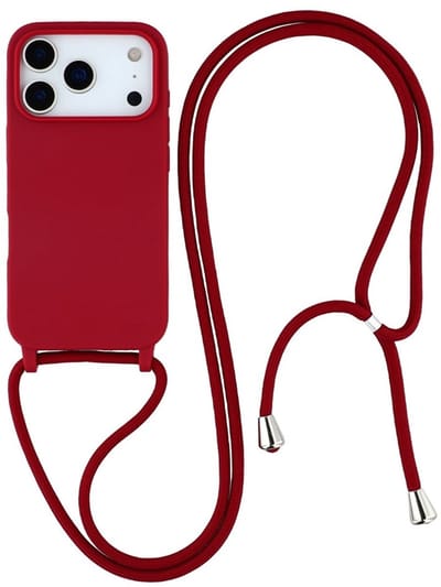 Coverup Hoesje - Geschikt voor iPhone 17 Pro Max Hoesje - Coverup Siliconen Back Cover met Koord - Rood