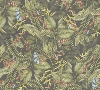PALMBLADEREN BEHANG | Junglestijl - Groen Rood Geel - Living Walls Drawn Into Nature