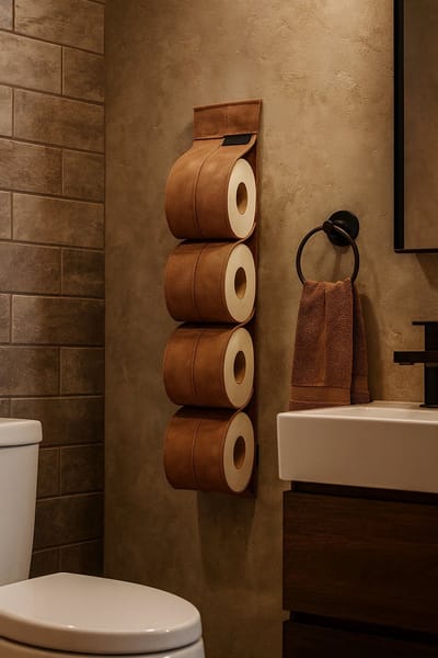 Cohoso® Toiletrolhouder Muur – Reserve WC Rolhouder – Zonder Boren – Luxe Design – Cognac