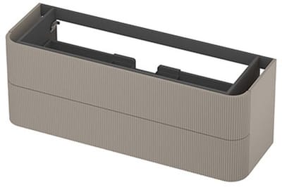 INK - Afgeronde Onderkast Gelakt 2 Laden Softclose met Gefreesd Front Tbv Grepen - 1400x450x520 Mm - Mat Creme Cotton