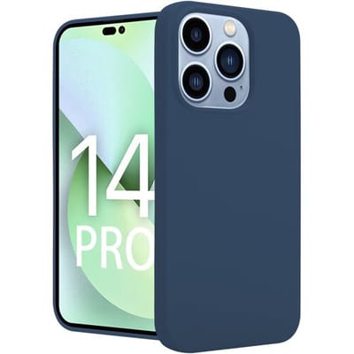 ShieldCase telefoonhoesje geschikt voor Apple iPhone 14 Pro silicone case - donkerblauw - Siliconen hoesje - Shockproof case hoesje - Backcover case - Bescherming