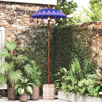 vidaXL - Balinese - parasol - met - basis - Blauw - 95 - x - 95 - x - 260 - cm - Katoen