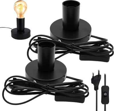 Retro Bedside Lamp Set met E27 Fitting, Vintage Tafelverlichting voor Thuis en Café Decoratie, Perfecte Sfeerverlichting voor Slaapkamer en Woonkamer