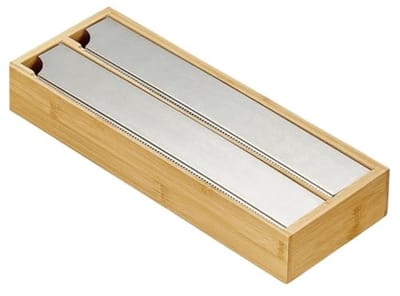 Dispenser/Organizer voor aluminiumfolie met rolhouder en snijder - 33x13x5,5 cm - zilver