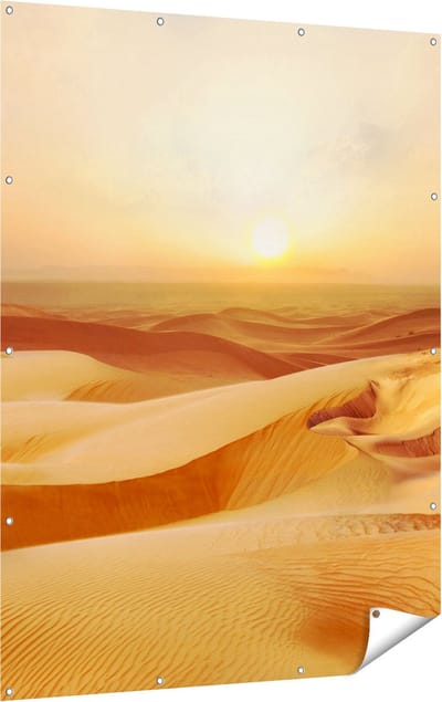 Gards Tuinposter Woestijn bij Zonsondergang in de Sahara - 120x160 cm - Tuindoek - Tuindecoratie - Wanddecoratie buiten - Tuinschilderij