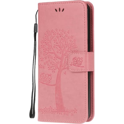 Comfycase Samsung Galaxy S21 Ultra Uiltjes Bookcase Hoesje Roze
