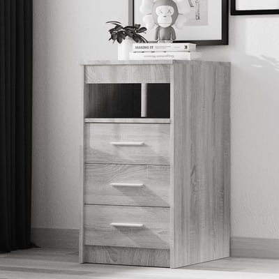 vidaXL - Ladekast - 40x50x76 - cm - bewerkt - hout - grijs - sonoma - eikenkleurig