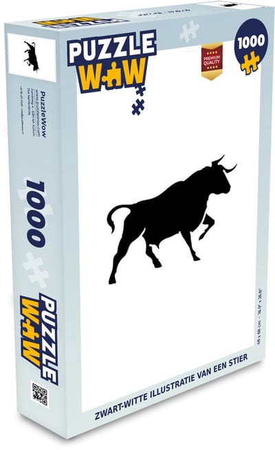 Puzzel Zwart-witte illustratie van een stier - Legpuzzel - Puzzel 1000 stukjes volwassenen