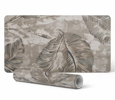Gaming muismat met antislipstructuur en bladmotief op canvas, 90x45 cm