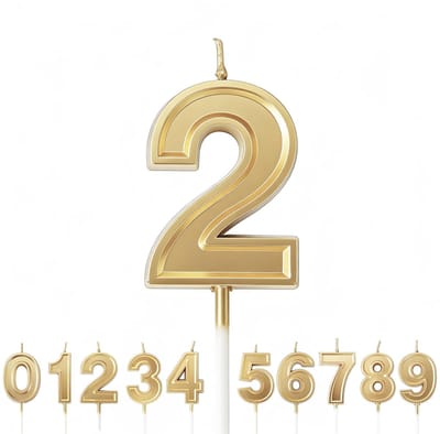 Dailygoody - Verjaardagskaarsen - Gouden Cijfers - 3D Diamantvorm - Voor Taartdecoratie - Rookvrij en Niet Giftig - Geschikt voor Verjaardag en Bruilo
