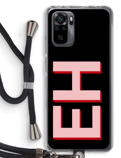 Gepersonaliseerd - Case Company® - Hoesje met koord geschikt voor Xiaomi Redmi Note 10 Pro hoesje met Koord - Monogram - Telefoonhoesje met Zwart Koord - Bescherming aan alle Kanten en Over de Schermrand