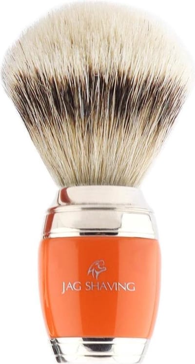 JAG Shaving Scheerkwast voor Heren met Synthetic Hair | Luxe Oranje Hars Handvat | Scheerborstel voor Nat Scheren | Grooming Cadeau