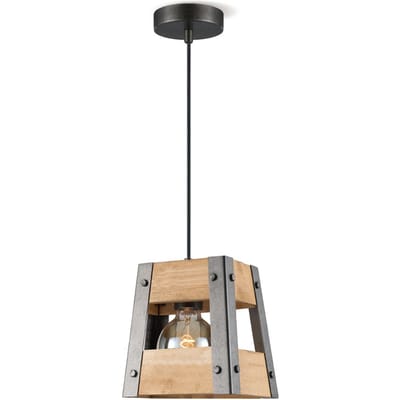 Home Sweet Home - Landelijke Hanglamp Barn - geschikt voor E27 LED lichtbron - hanglamp gemaakt van Hout - 18/18/126cm - Pendellamp geschikt voor