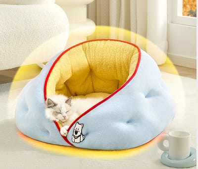 Daity Een schattig, comfortabel ontworpen dierenbed, geschikt voor huisdieren tot 12,5 kg, afmeting L 70×60 cm (blauw).