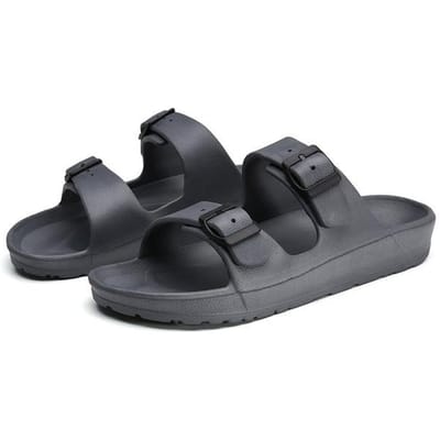 Slippers Heren Zomer Nieuwe Casual Gespsluiting Strand Slippers Heren en Dames Designer Schoenen Binnen Koppels Badkamer Slippers 41 grijs