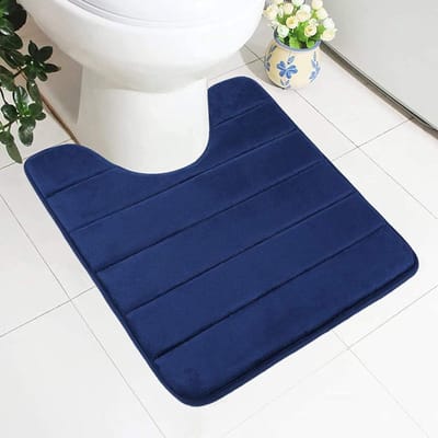Traagschuim antislip zachte mat toilet met uitsparing 50 x 60 cm marineblauw