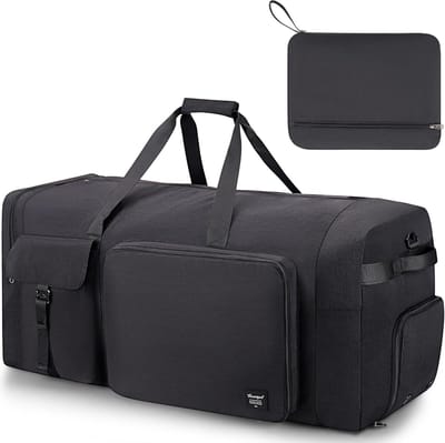 SnelShoppen - Vouwbare Reistas 80L, Lichtgewicht Weekend Duffle Bag met Schoencompartiment, Grote Reisbagage voor Mannen en Vrouwen, Zwart