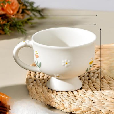 Mug Haut de Gamme Luxe Léger Style Européen Simple Céramique Grande Capacité Tasse Tasse à Petit Déjeuner Haute Apparence et Haute Résistance à la Température 450ml white