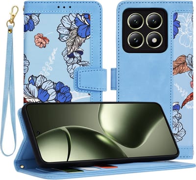 Hoesje geschikt voor Xiaomi 14T - Techsuit FlipCraft Book Wallet Case met koord - Vibrant Blue