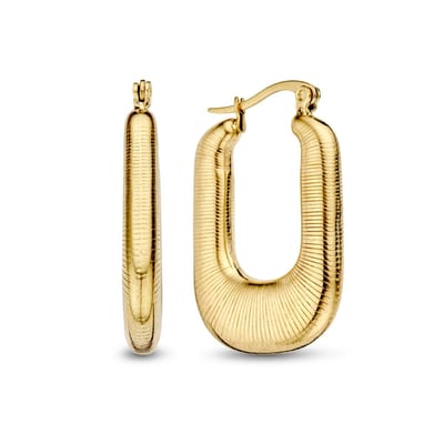 CO88 Collection Oorbellen Dames - Oorringen - Rechthoek - 30x20mm - 4,6mm Dikte - Staal - Goudkleurig - 8CE-70530