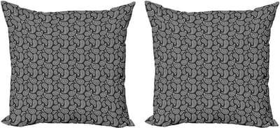 ABAKUHAUS Etnische decoratieve kussenhoes, 2-pack, Oosterse paisleyprint, 40x40 cm, antracietgrijs wit