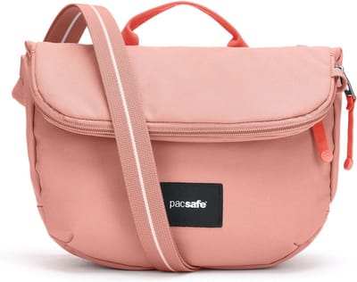 Pacsafe GO Saddle Crossbody tas - 3.5L - RFID - Anti-diefstal - Waterafstotend - Gerecycled - Festivaltas - Roze