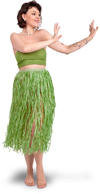 Raffia kilt, volwassene, groen