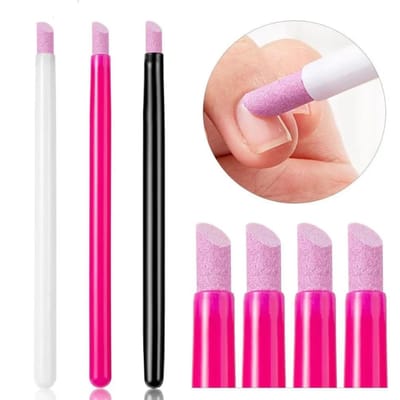 Lot de 5 stylos de ponçage pour nail art, élimine les cuticules, les peaux mortes, le vernis à ongles, les limes à ongles, outil de manucure rose