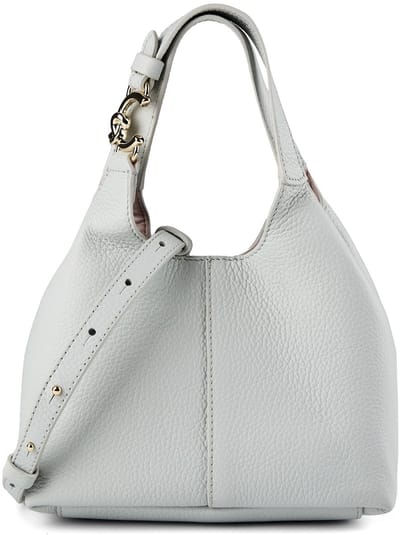 COCCINELLE Leren handtas schoudertas C-Easy Crossbody Bag Snow Lichtgrijs