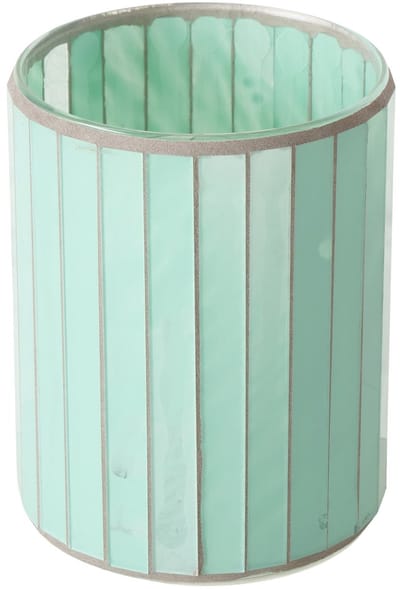 Sfeerlicht waxinehouder Adana turquoise glas met metaal 12 cm Boltze