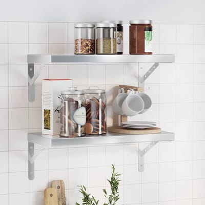 vidaXL - Wandschappen - 2 - st - 50x23,5 - cm - roestvrijstaal - zilverkleurig