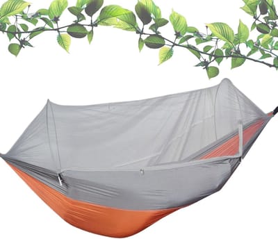 Kampeer Hangmat - Buitenbed Schommel - Ontspannen Buiten - Geïntegreerd Muggennet - 260x140 cm - Oranje