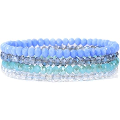 Mode 4 Stuks Kleurrijk Kristallen Armband Voor Vrouwen Mannen Geslepen Kristal Kralen Armband Set Handgemaakte Glanzende Sieraden Vrouwelijk 19cm gray