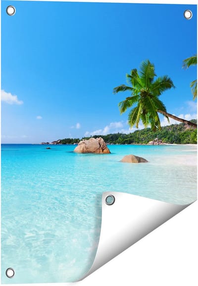 Gards Tuinposter Tropisch Strand en Zee - 40x50 cm - Tuindoek - Tuindecoratie - Wanddecoratie buiten - Tuinschilderij