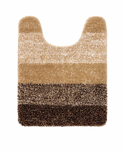 WC Mat Beige/Bruin 61x51 cm – Zachte Microvezel Toiletmat – Antislip TPR – Waterabsorberend