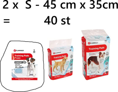 ++ 2 X ++ Flamingo trainingpads - Comfort anti slip 20 st S 45 x 35 cm = 40 st anti leak bodem - 4 kleefstrips in de hoeken