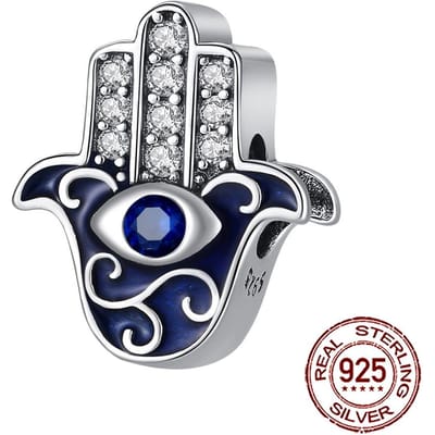 Nouveaux Composants Perles Charms Métal Cuivre Main de Fatima Hamsa Œil qui voit tout Composants Perles Chanceuses Compatibles Avec Bracelet Authentique Original Haut