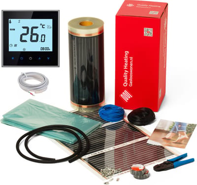 0,5M²70 Watt Vloerverwarming elektrisch onder laminaat en hout set Zwart