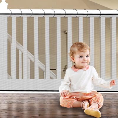Dailygoods- Trapbeschermingsnet 3 m x 78 cm - Veiligheidsnet - Veiligheidsnet voor Trappen - Beschermnet voor Kinderen - Hoogwaardig Mesh - Inclusief Clips en Touwen