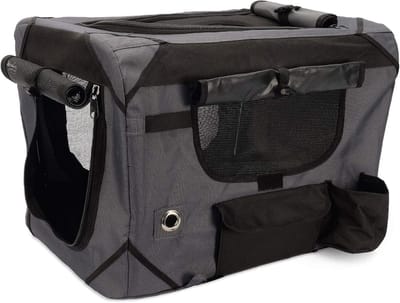 Luxe Zachte Reismand voor Honden met Opbergvak - Groot Grijs/Zwart