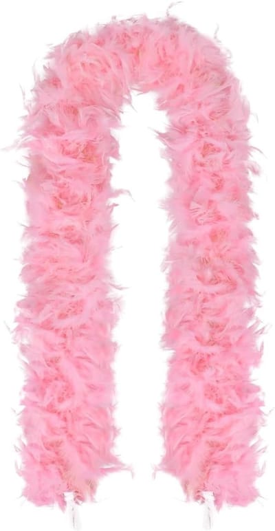 Lange roze verenboa van 78,7 inch voor dans, bruiloften, feesten en cosplay met hartvormige zonnebril